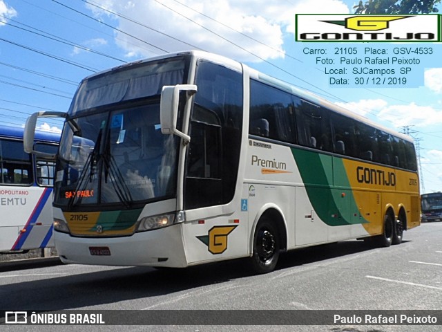 Empresa Gontijo de Transportes 21105 na cidade de São José dos Campos, São Paulo, Brasil, por Paulo Rafael Peixoto. ID da foto: 7414177.