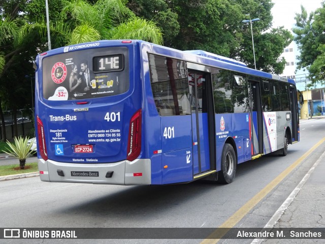 Trans Bus Transportes Coletivos 401 na cidade de São Caetano do Sul, São Paulo, Brasil, por Alexandre M.  Sanches. ID da foto: 7413653.