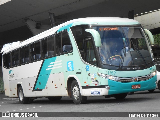 Santa Fé Transportes 067 na cidade de Belo Horizonte, Minas Gerais, Brasil, por Hariel Bernades. ID da foto: 7413782.