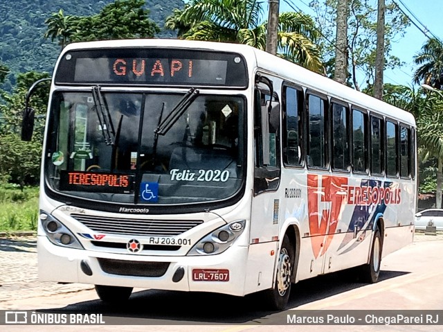 Viação Teresópolis RJ 203.001 na cidade de Guapimirim, Rio de Janeiro, Brasil, por Marcus Paulo - ChegaParei RJ. ID da foto: 7425448.