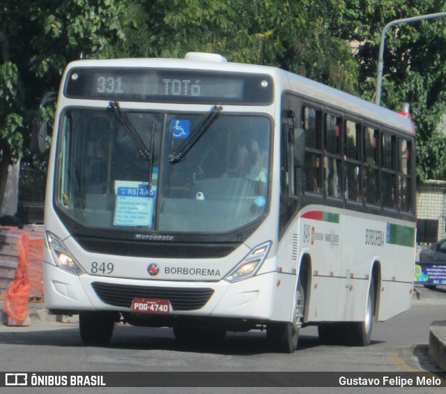 Borborema Imperial Transportes 849 na cidade de Recife, Pernambuco, Brasil, por Gustavo Felipe Melo. ID da foto: 7427968.