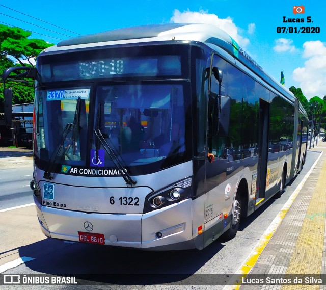 Viação Grajaú S.A. 6 1322 na cidade de São Paulo, São Paulo, Brasil, por Lucas Santos da Silva. ID da foto: 7429955.