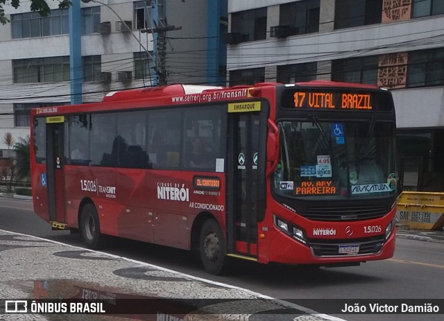 Viação Araçatuba 1.5.026 na cidade de Niterói, Rio de Janeiro, Brasil, por João Victor Damião. ID da foto: 7427852.