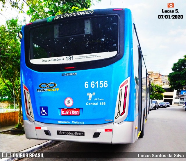 Transwolff Transportes e Turismo 6 6156 na cidade de São Paulo, São Paulo, Brasil, por Lucas Santos da Silva. Número da foto: #7431551.