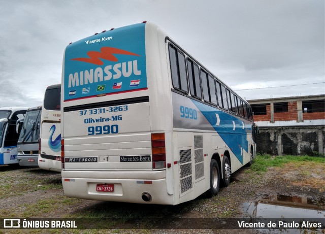 MinasSul - Minastur - Viação Minas Tour 9990 na cidade de Guarapari, Espírito Santo, Brasil, por Vicente de Paulo Alves. ID da foto: 7442763.