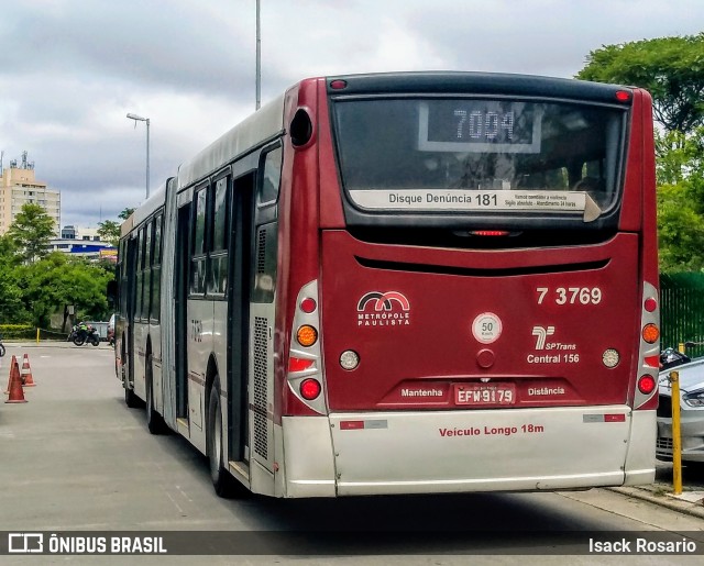 Viação Metrópole Paulista - Zona Sul 7 3769 na cidade de São Paulo, São Paulo, Brasil, por Isack Rosario. ID da foto: 7443088.