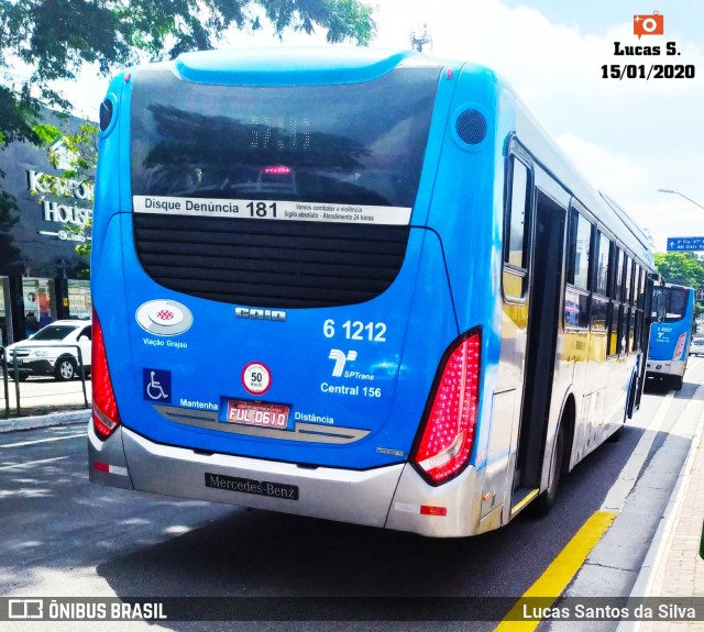 Viação Grajaú S.A. 6 1212 na cidade de São Paulo, São Paulo, Brasil, por Lucas Santos da Silva. ID da foto: 7448248.