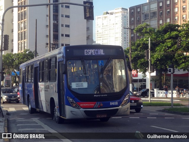 BR Mobilidade Baixada Santista 8408 na cidade de Santos, São Paulo, Brasil, por Guilherme Antonio. ID da foto: 7450217.