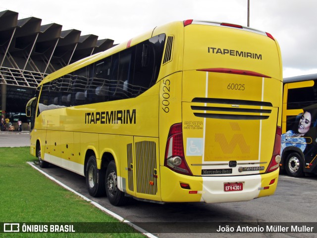 Viação Itapemirim 60025 na cidade de Florianópolis, Santa Catarina, Brasil, por João Antonio Müller Muller. ID da foto: 7454636.