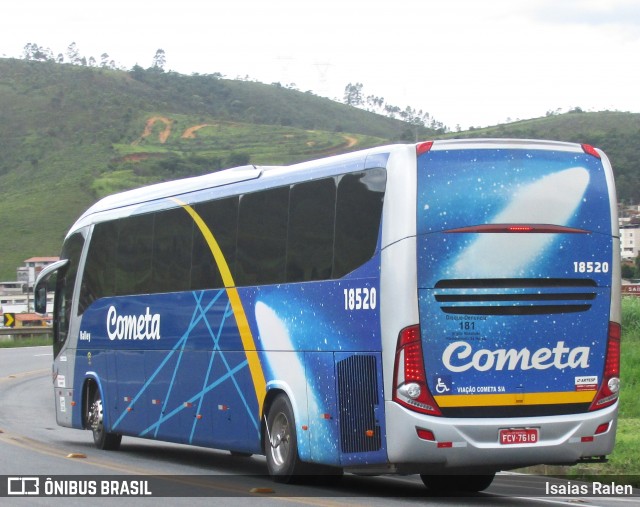 Viação Cometa 18520 na cidade de Santos Dumont, Minas Gerais, Brasil, por Isaias Ralen. ID da foto: 7457693.