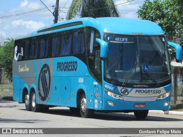 Auto Viação Progresso 6066 na cidade de Recife, Pernambuco, Brasil, por Gustavo Felipe Melo. ID da foto: 7462612.