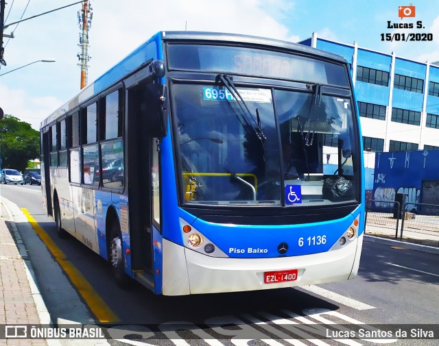 Viação Grajaú S.A. 6 1136 na cidade de São Paulo, São Paulo, Brasil, por Lucas Santos da Silva. ID da foto: 7470320.