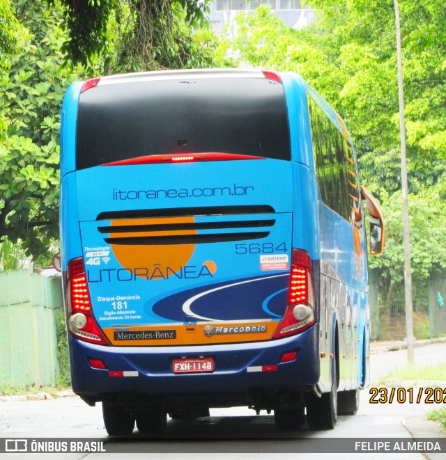 Litorânea Transportes Coletivos 5684 na cidade de São Paulo, São Paulo, Brasil, por FELIPE ALMEIDA. Número da foto: #7471908.