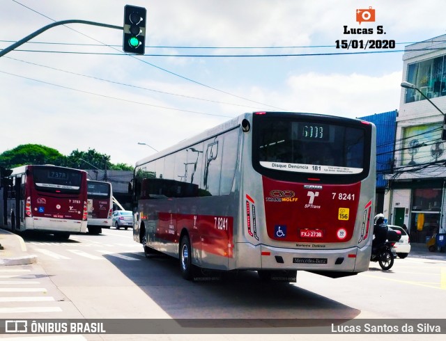 Transwolff Transportes e Turismo 7 8241 na cidade de São Paulo, São Paulo, Brasil, por Lucas Santos da Silva. Número da foto: #7477648.