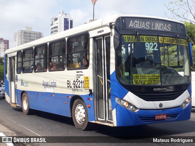 Transportes Águas Lindas BL-92211 na cidade de Belém, Pará, Brasil, por Mateus Rodrigues. Número da foto: #7388843.