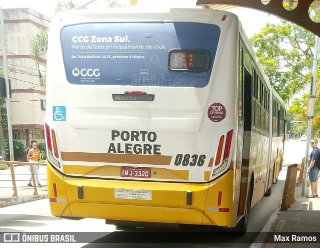 Companhia Carris Porto-Alegrense 0836 na cidade de Porto Alegre, Rio Grande do Sul, Brasil, por Max Ramos. Número da foto: #7478733.