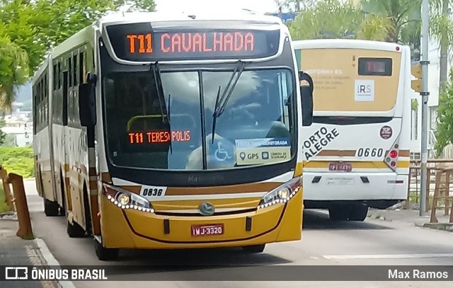 Companhia Carris Porto-Alegrense 0836 na cidade de Porto Alegre, Rio Grande do Sul, Brasil, por Max Ramos. Número da foto: #7478757.