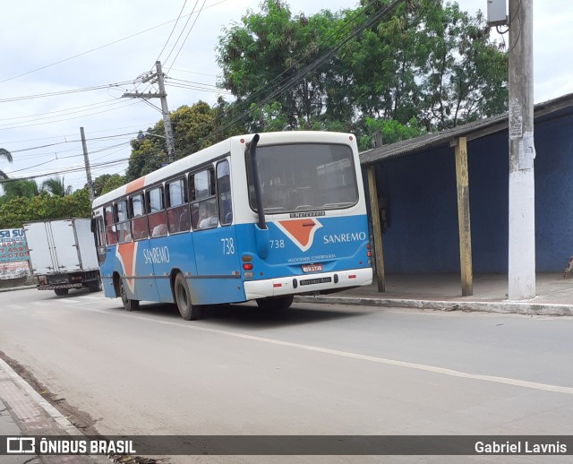 Viação Sanremo 738 na cidade de Vila Velha, Espírito Santo, Brasil, por Gabriel Lavnis. Número da foto: #7392958.
