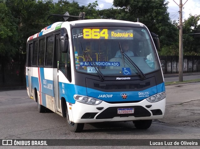 Auto Viação Jabour D86205 na cidade de Rio de Janeiro, Rio de Janeiro, Brasil, por Lucas Luz de Oliveira. ID da foto: 7393340.