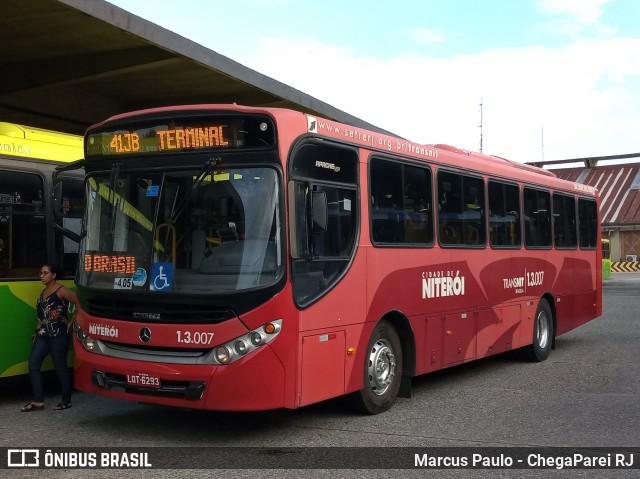Auto Ônibus Brasília 1.3.007 na cidade de Niterói, Rio de Janeiro, Brasil, por Marcus Paulo - ChegaParei RJ. Número da foto: #7396856.