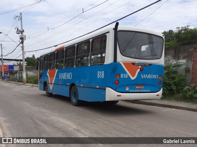 Viação Sanremo 818 na cidade de Vila Velha, Espírito Santo, Brasil, por Gabriel Lavnis. Número da foto: #7396969.
