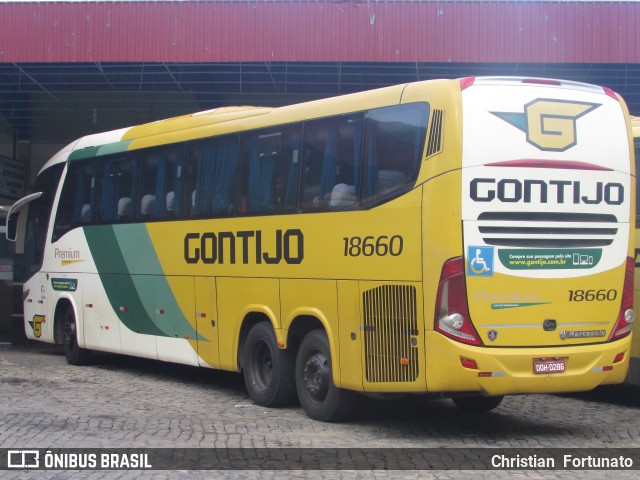 Empresa Gontijo de Transportes 18660 na cidade de Leopoldina, Minas Gerais, Brasil, por Christian  Fortunato. Número da foto: #7404104.