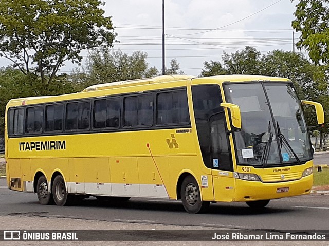 Viação Itapemirim 9501 na cidade de Teresina, Piauí, Brasil, por José Ribamar Lima Fernandes. ID da foto: 7403393.