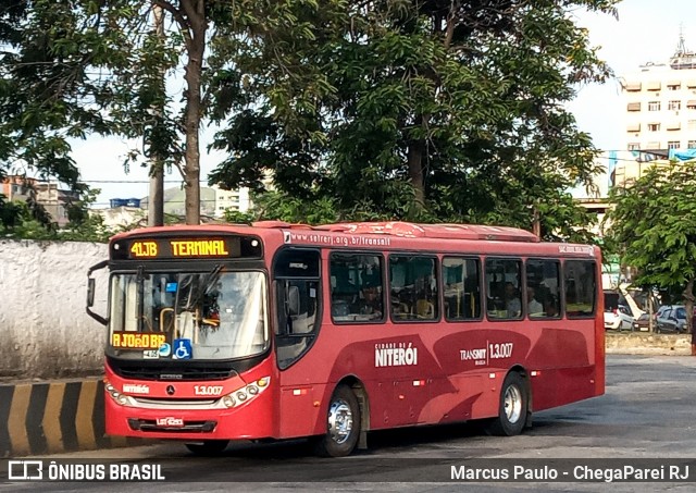 Auto Ônibus Brasília 1.3.007 na cidade de Niterói, Rio de Janeiro, Brasil, por Marcus Paulo - ChegaParei RJ. ID da foto: 7406914.