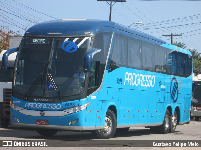 Auto Viação Progresso 6198 na cidade de Recife, Pernambuco, Brasil, por Gustavo Felipe Melo. Número da foto: #7407416.