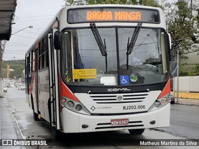 Viação Sul Fluminense RJ 202.006 na cidade de Volta Redonda, Rio de Janeiro, Brasil, por Matheus Martins da Silva. Número da foto: #8265802.