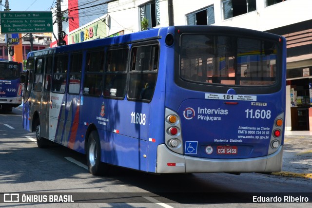 Viação Pirajuçara 11.608 na cidade de Taboão da Serra, São Paulo, Brasil, por Eduardo Ribeiro. ID da foto: 8269136.