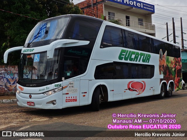 Eucatur - Empresa União Cascavel de Transportes e Turismo 4850 na cidade de Manaus, Amazonas, Brasil, por Hercílio Krevonis Júnior. Número da foto: #8272521.