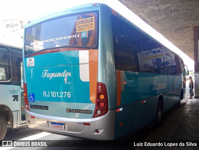 Auto Ônibus Fagundes Rj 101.276 na cidade de São Gonçalo, Rio de Janeiro, Brasil, por Luiz Eduardo Lopes da Silva. ID da foto: 8274905.