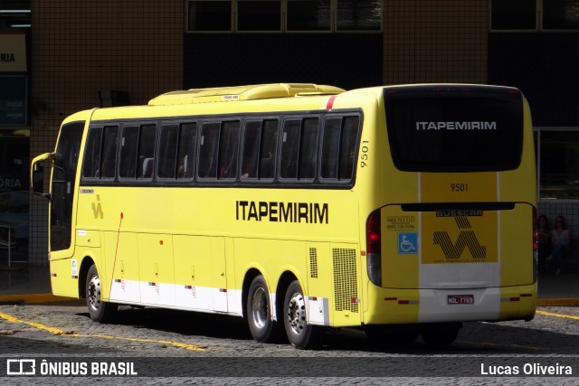 Viação Itapemirim 9501 na cidade de Manhuaçu, Minas Gerais, Brasil, por Lucas Oliveira. Número da foto: #8278062.