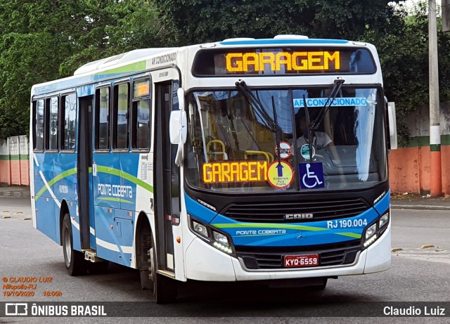 Viação Ponte Coberta RJ 190.004 na cidade de Nilópolis, Rio de Janeiro, Brasil, por Claudio Luiz. Número da foto: #8293628.