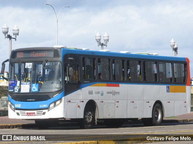 Transportadora Globo 668 na cidade de Recife, Pernambuco, Brasil, por Gustavo Felipe Melo. ID da foto: 8301099.