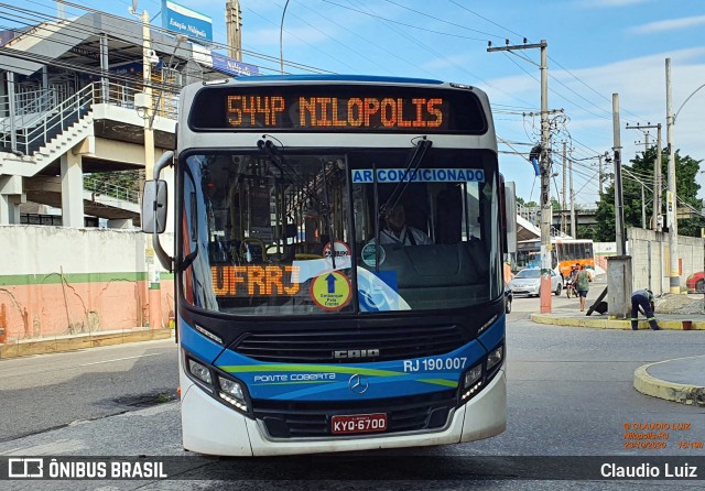 Viação Ponte Coberta RJ 190.007 na cidade de Nilópolis, Rio de Janeiro, Brasil, por Claudio Luiz. Número da foto: #8306679.
