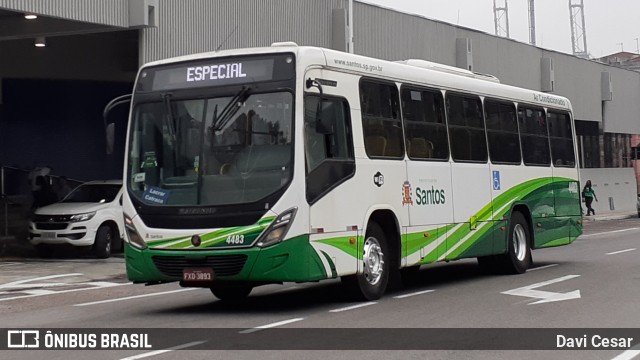 Viação Piracicabana Santos 4483 na cidade de Santos, São Paulo, Brasil, por Davi Cesar. ID da foto: 8304920.