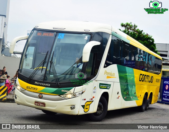 Empresa Gontijo de Transportes 18290 na cidade de Rio de Janeiro, Rio de Janeiro, Brasil, por Victor Henrique. ID da foto: 8318027.