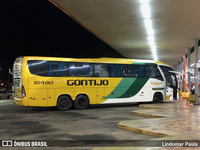 Empresa Gontijo de Transportes 18480 na cidade de João Monlevade, Minas Gerais, Brasil, por Lindomar Paula. ID da foto: 8315498.