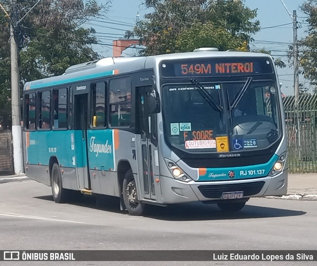 Auto Ônibus Fagundes RJ 101.137 na cidade de Niterói, Rio de Janeiro, Brasil, por Luiz Eduardo Lopes da Silva. ID da foto: 8324517.