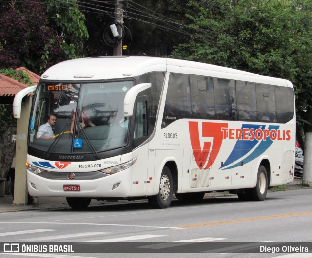 Viação Teresópolis RJ 203.075 na cidade de Teresópolis, Rio de Janeiro, Brasil, por Diego Oliveira. ID da foto: 8249866.