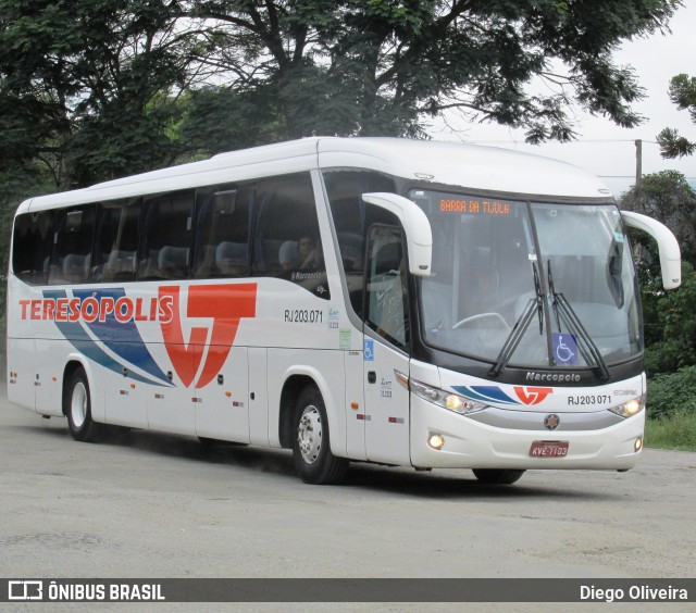 Viação Teresópolis RJ 203.071 na cidade de Teresópolis, Rio de Janeiro, Brasil, por Diego Oliveira. ID da foto: 8249886.