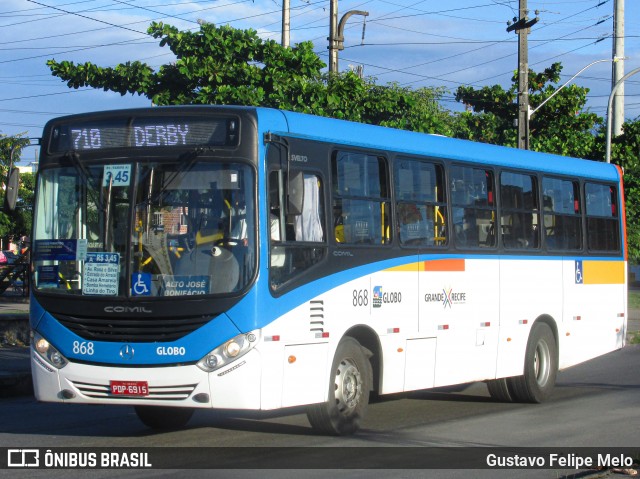 Transportadora Globo 868 na cidade de Recife, Pernambuco, Brasil, por Gustavo Felipe Melo. ID da foto: 8260361.