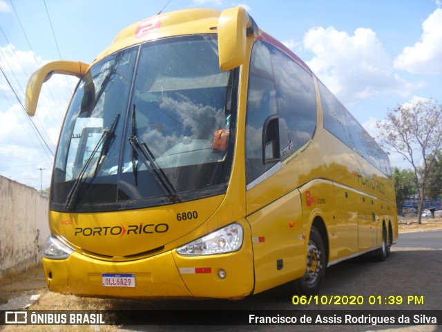 Auto Viação Porto Rico 6800 na cidade de Teresina, Piauí, Brasil, por Francisco de Assis Rodrigues da Silva. ID da foto: 8258641.