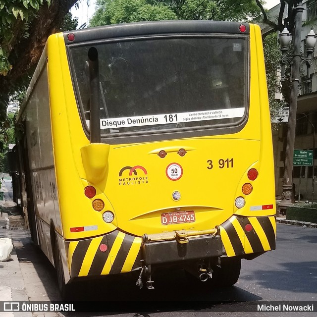 Viação Metrópole Paulista - Zona Leste 3 911 na cidade de São Paulo, São Paulo, Brasil, por Michel Nowacki. Número da foto: #8260744.