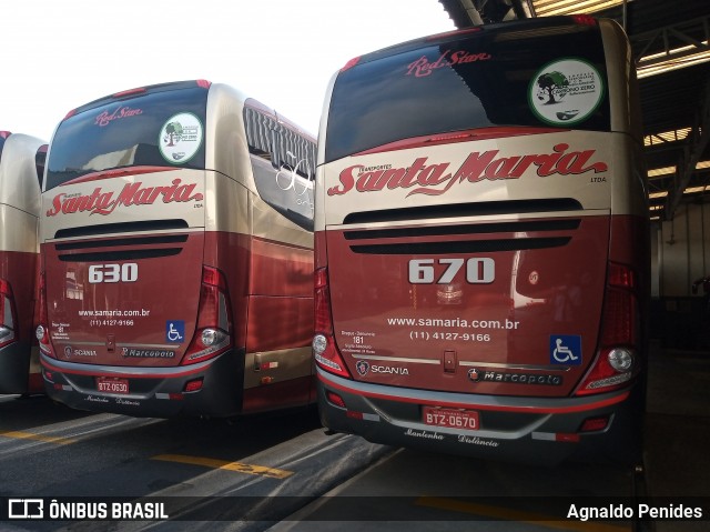 Santa Maria Fretamento e Turismo 670 na cidade de São Bernardo do Campo, São Paulo, Brasil, por Agnaldo Penides. ID da foto: 8357885.