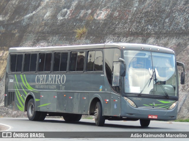 Celeiro Tur Fretamento e Turismo 3024 na cidade de Belo Horizonte, Minas Gerais, Brasil, por Adão Raimundo Marcelino. ID da foto: 8359188.