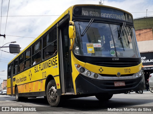 Viação Sul Fluminense 1112 na cidade de Volta Redonda, Rio de Janeiro, Brasil, por Matheus Martins da Silva. ID da foto: 8356306.