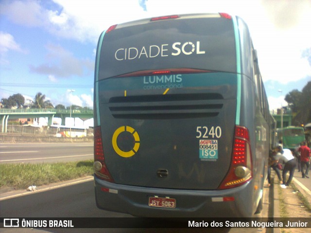 Viação Cidade Sol 5240 na cidade de Salvador, Bahia, Brasil, por Mario dos Santos Nogueira Junior. Número da foto: #8355803.